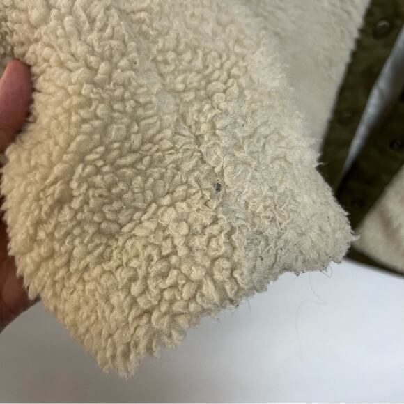Madewell Portland Sherpa Jacket Teddy Coat Cream Bomber Snap Front Medium $158 - Picture 6 of 8